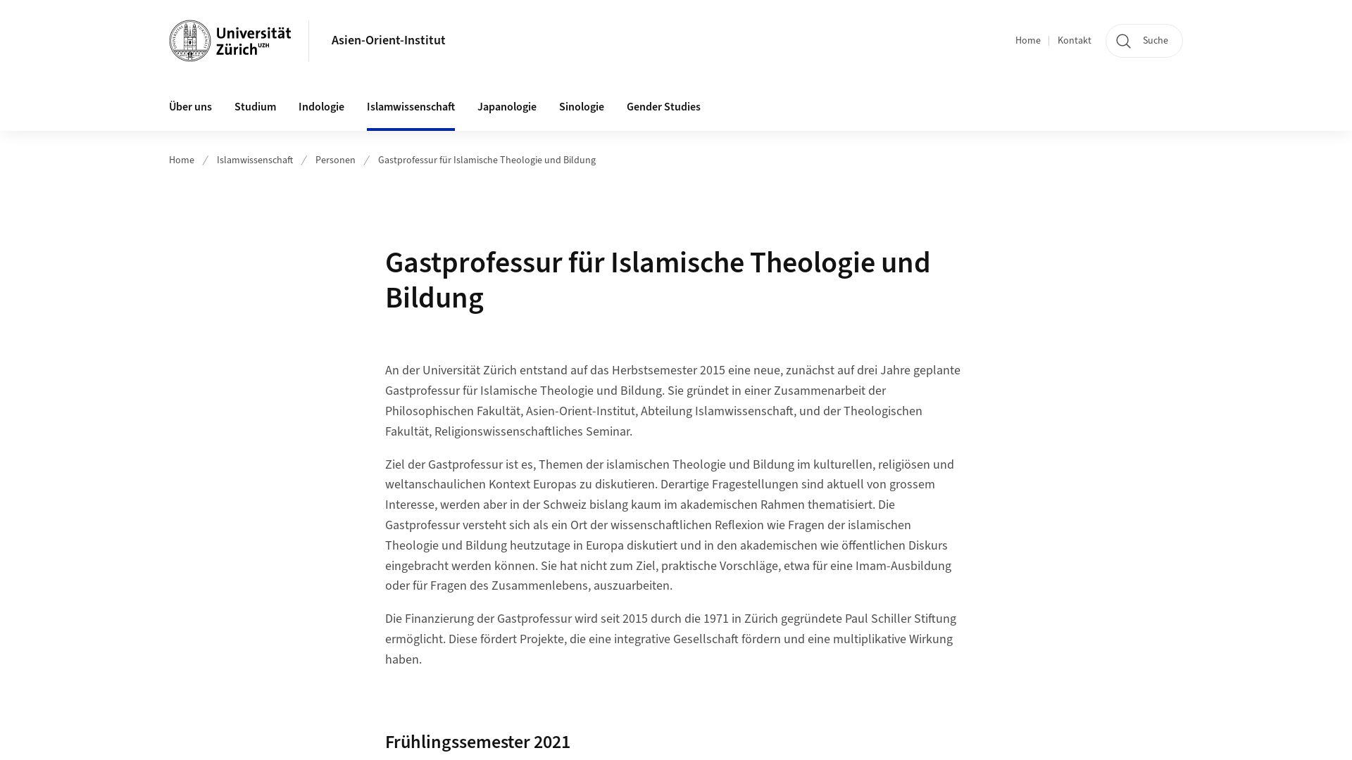 Gastprofessur für Islamische Theologie und Bildung