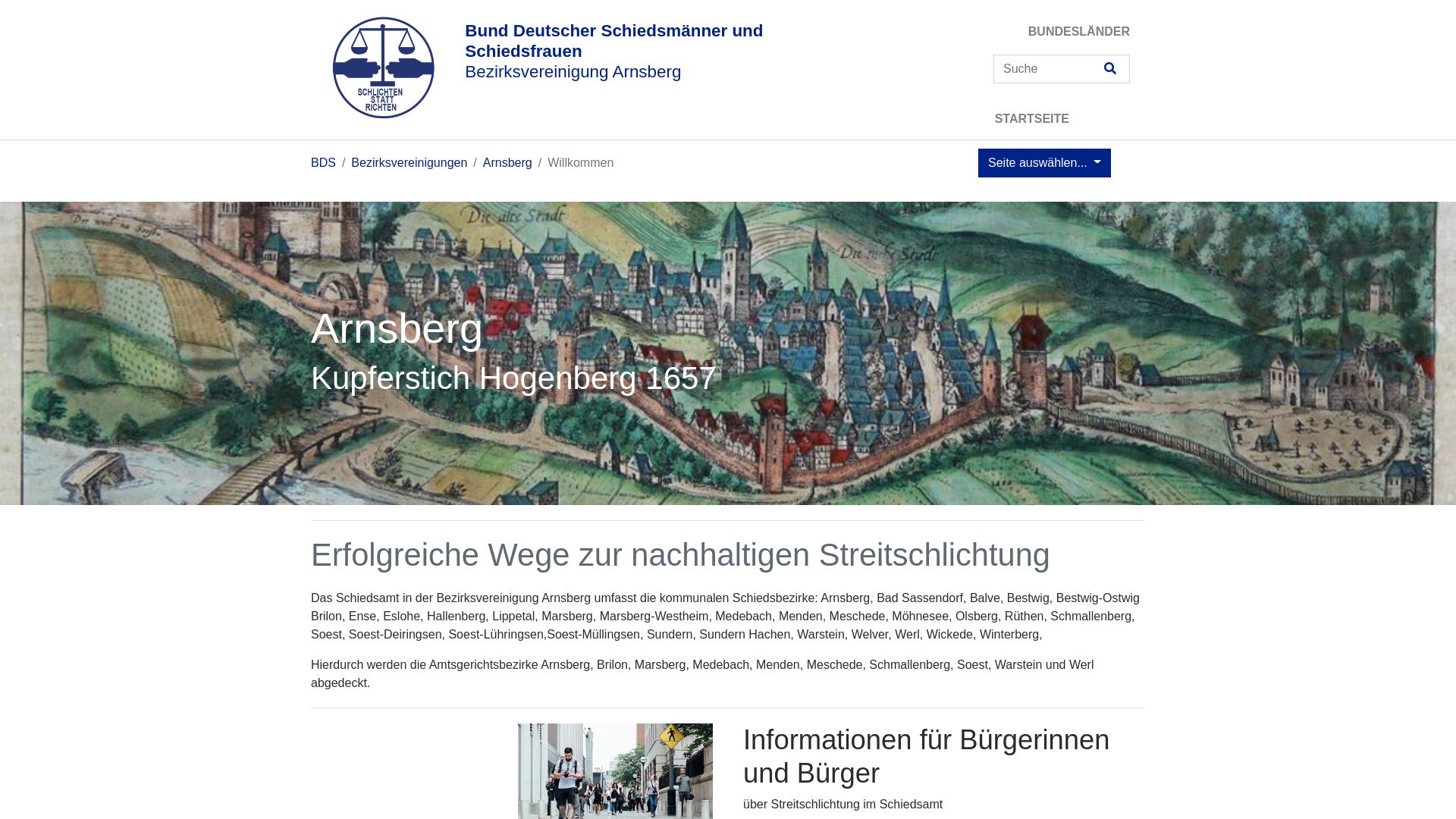 Bund Deutscher Schiedsmänner und Schiedsfrauen e.V. (BDS), Bezirksvereinigung Arnsberg