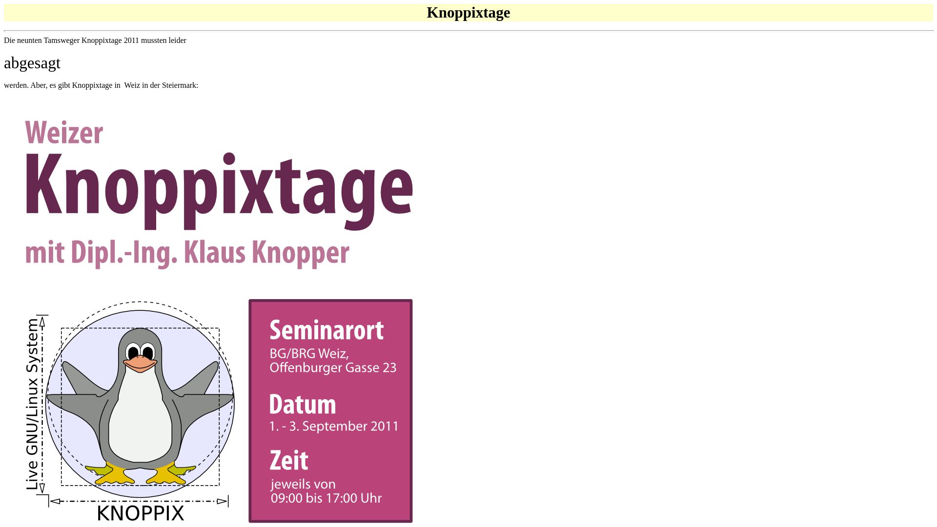 Tamsweger Knoppixtage