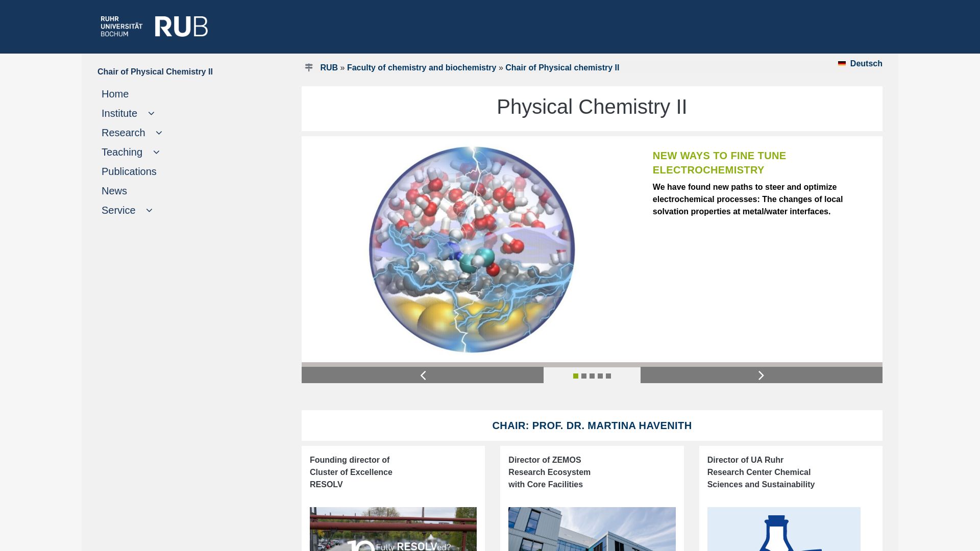 Lehrstuhl für Physikalische Chemie II an der Ruhr-Universität Bochum