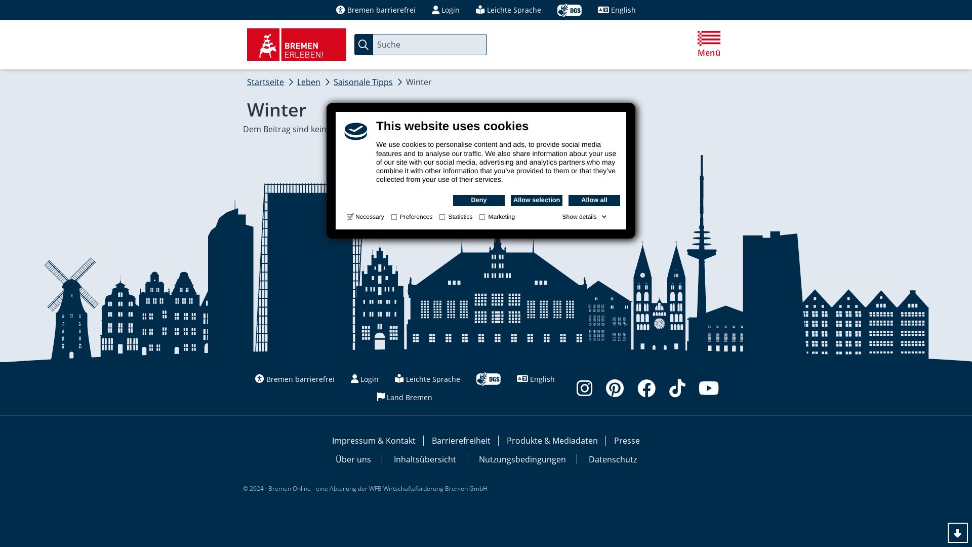 Winterwunderland an der Weser - Bremen Tourismus, Gesellschaft für Marketing und Service mbH