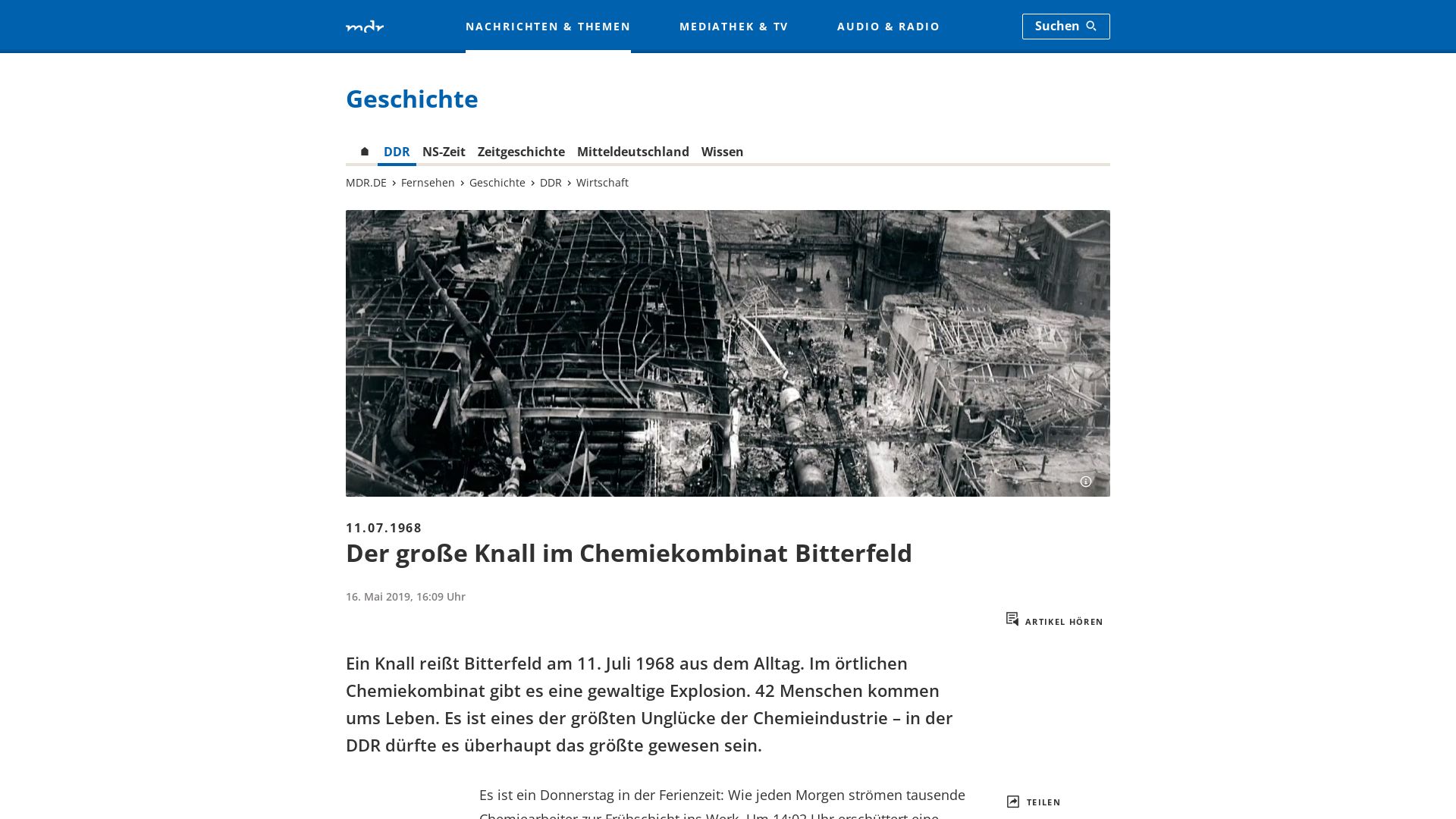 Chemieexplosion in Bitterfeld 11.07.1968 - MDR.DE