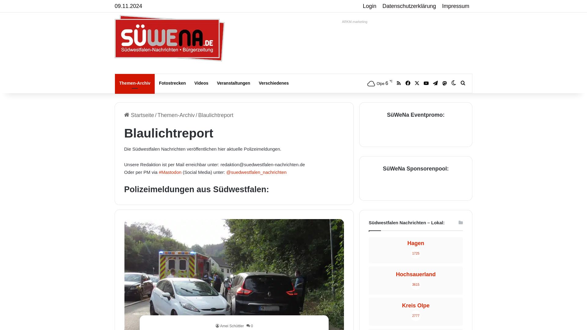 Blaulichtreport Südwestfalen